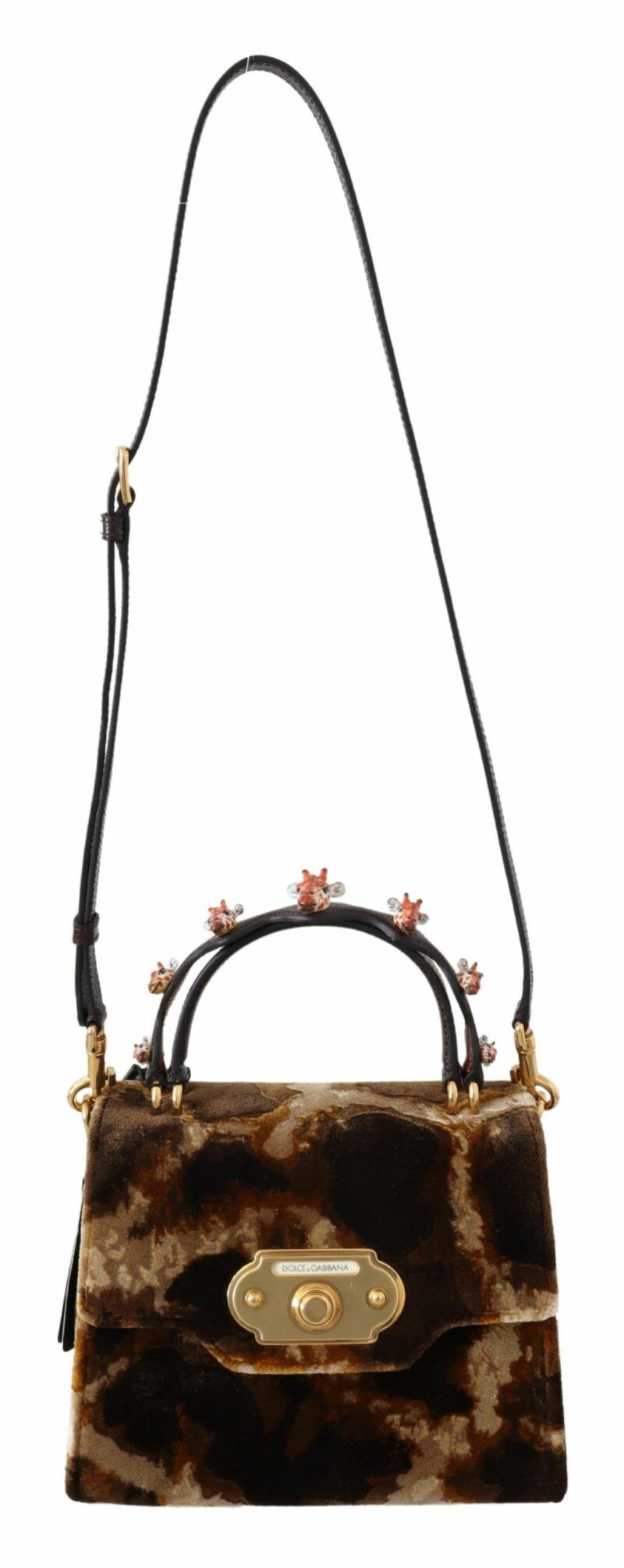 Dolce & Gabbana Elegant Giraffe Pattern Welcome Bag with Gold Accents - Image 2
