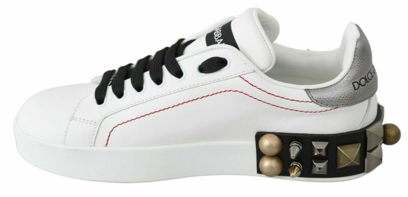 Dolce & Gabbana Floral Crystal-Embellished Leather Sneakers - Image 2