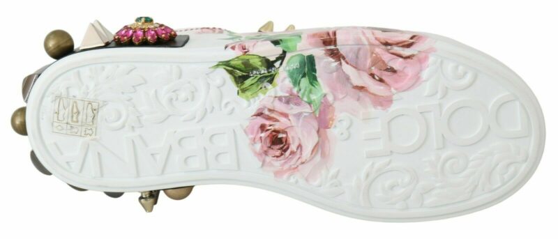 Dolce & Gabbana Floral Crystal-Embellished Leather Sneakers - Image 3
