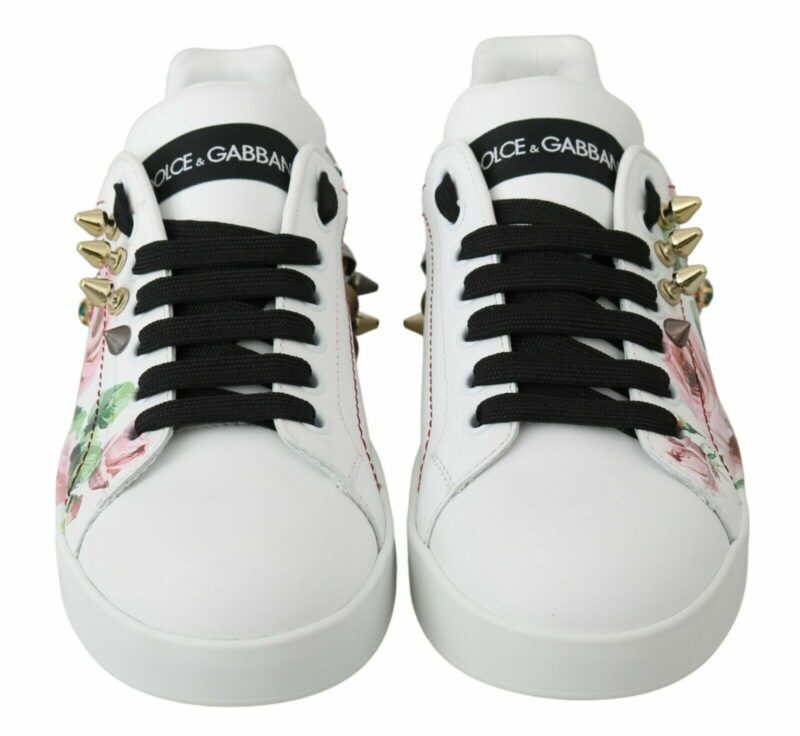 Dolce & Gabbana Floral Crystal-Embellished Leather Sneakers - Image 6