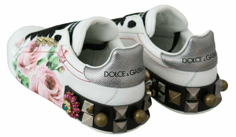 Dolce & Gabbana Floral Crystal-Embellished Leather Sneakers - Image 8