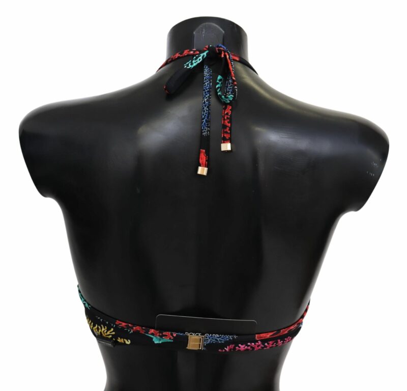 Dolce & Gabbana Chic Black Coral Print Bikini Top - Image 2