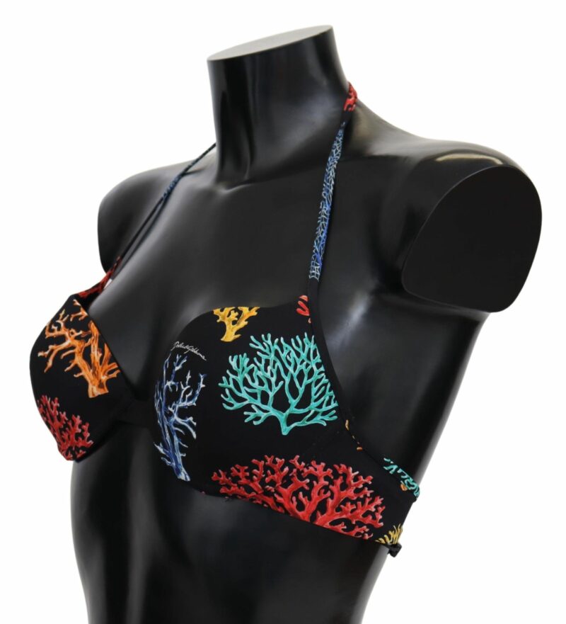 Dolce & Gabbana Chic Black Coral Print Bikini Top - Image 4