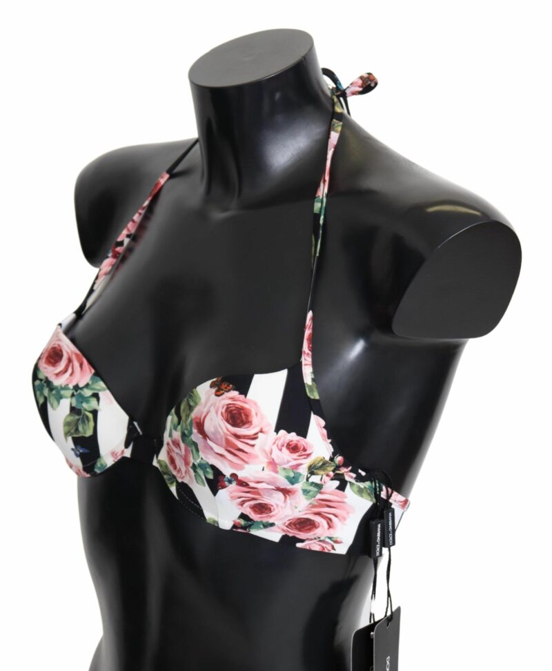Dolce & Gabbana Chic Rose Print Bikini Top for Elegant Beach Days - Image 4