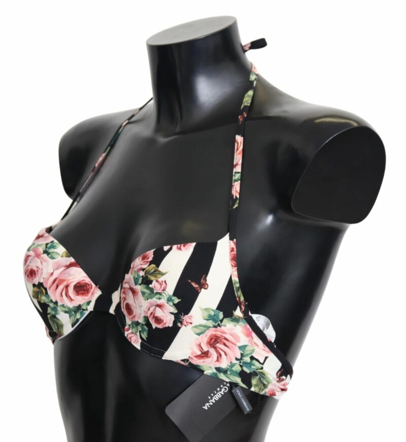 Dolce & Gabbana Elegant Rose Print Bikini Top - Image 4