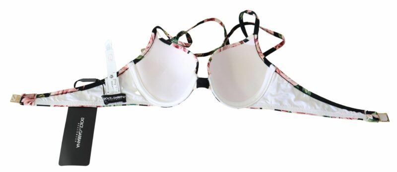 Dolce & Gabbana Elegant Rose Print Bikini Top - Image 5