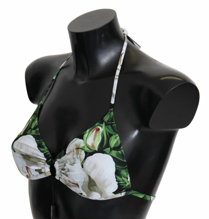 Dolce & Gabbana Floral Print Bikini Top with Logo Clasp - Image 2