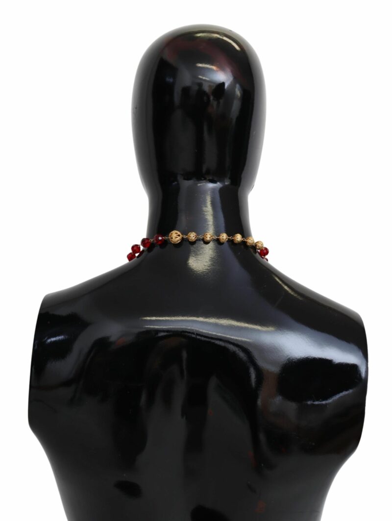 Dolce & Gabbana Elegant Red Crystal Gold-Plated Necklace - Image 2