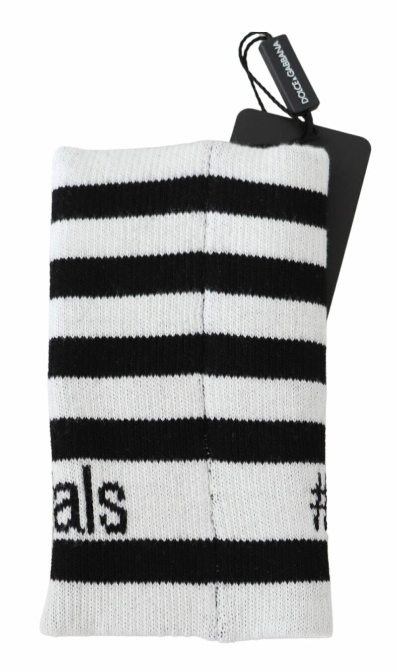 Dolce & Gabbana Elegant Black & White Wool Blend Wrist Wrap - Image 3