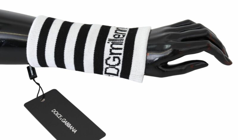 Dolce & Gabbana Elegant Black & White Wool Blend Wrist Wrap