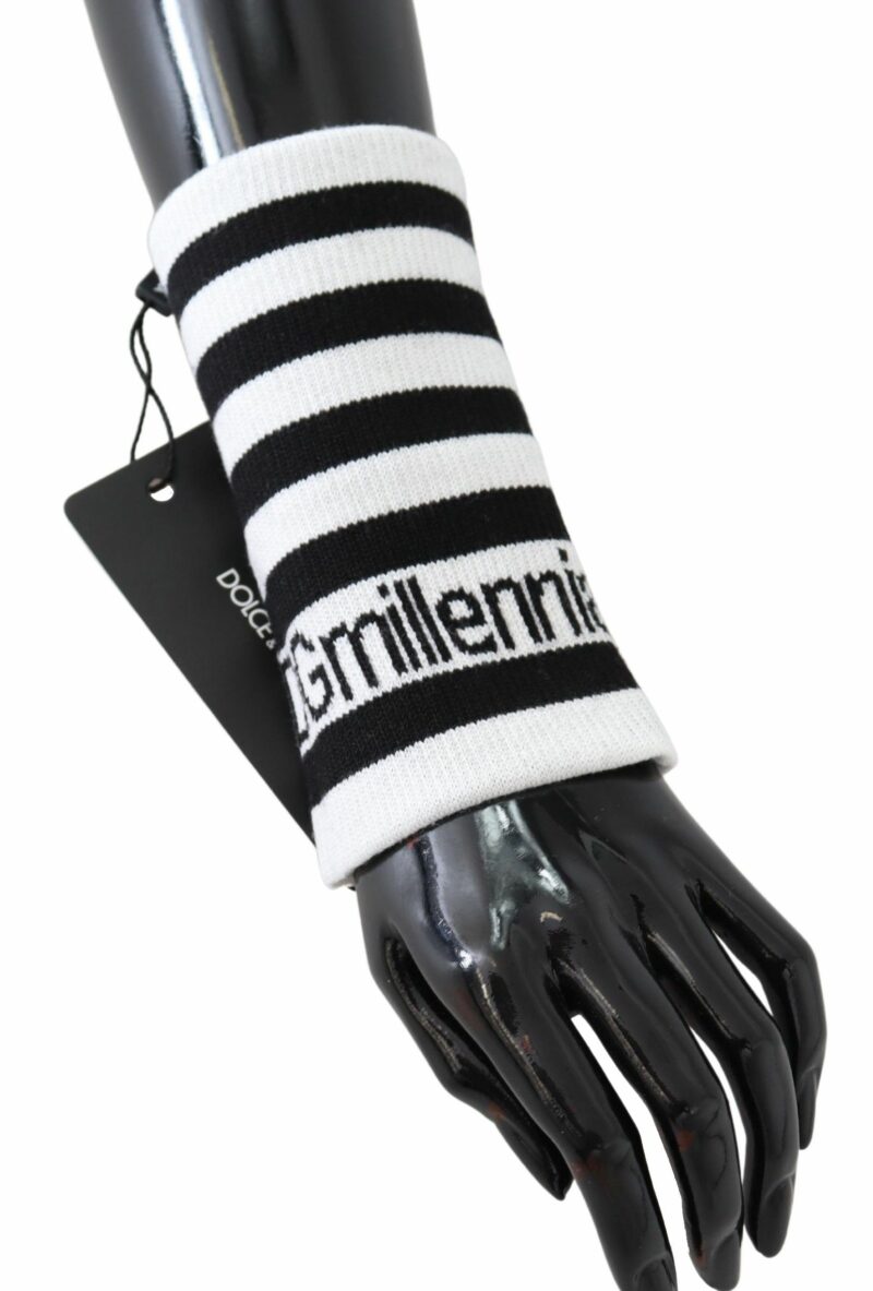 Dolce & Gabbana Elegant Black & White Wool Blend Wrist Wrap - Image 5