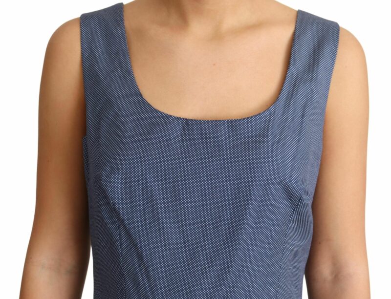 Dolce & Gabbana Chic Blue Polka-Dotted Sleeveless A-Line Dress - Image 5