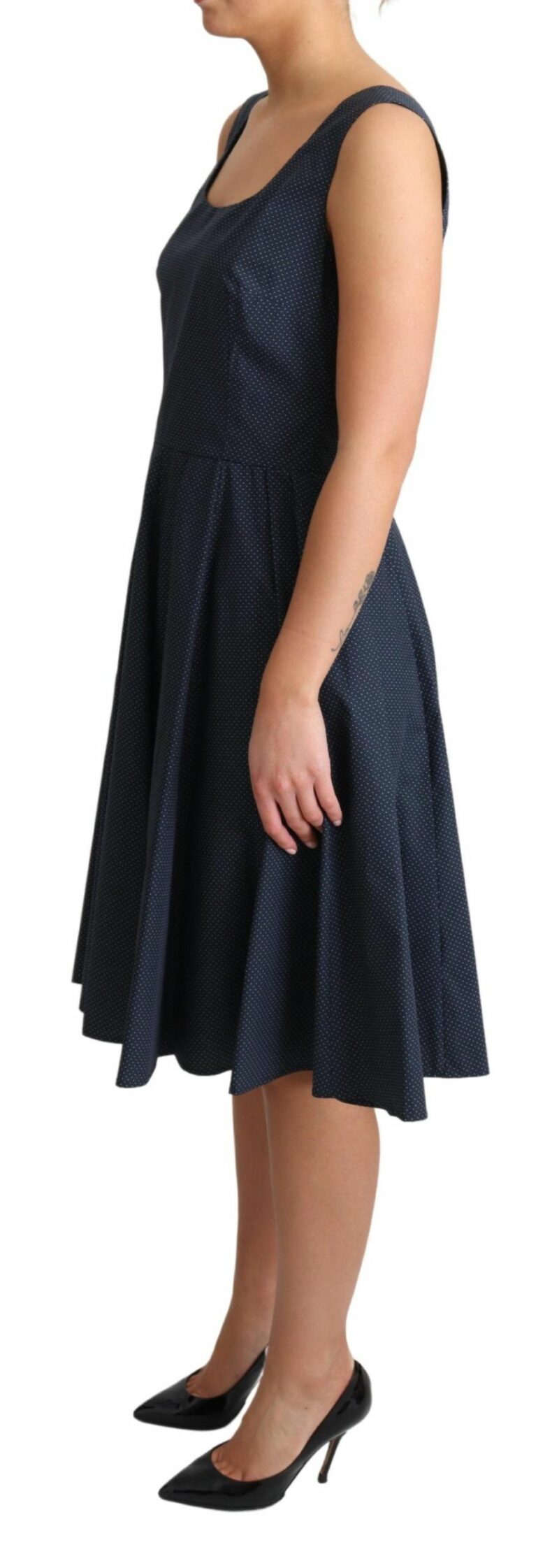 Dolce & Gabbana Elegant Polka-Dotted Blue A-Line Dress - Image 3