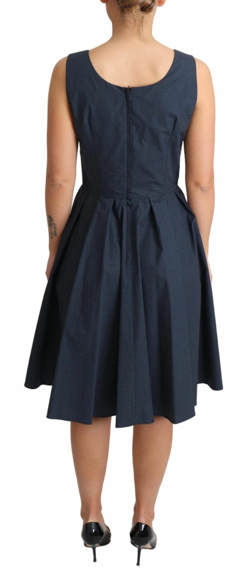 Dolce & Gabbana Elegant Polka-Dotted Blue A-Line Dress - Image 4