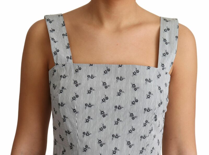 Dolce & Gabbana Elegant Striped Floral A-Line Dress - Image 3