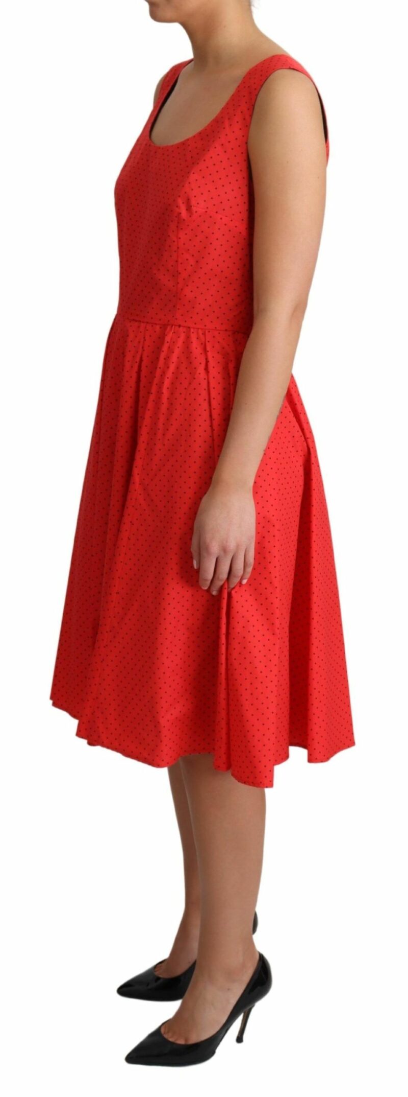 Dolce & Gabbana Elegant Polka Dotted A-Line Sleeveless Dress - Image 3