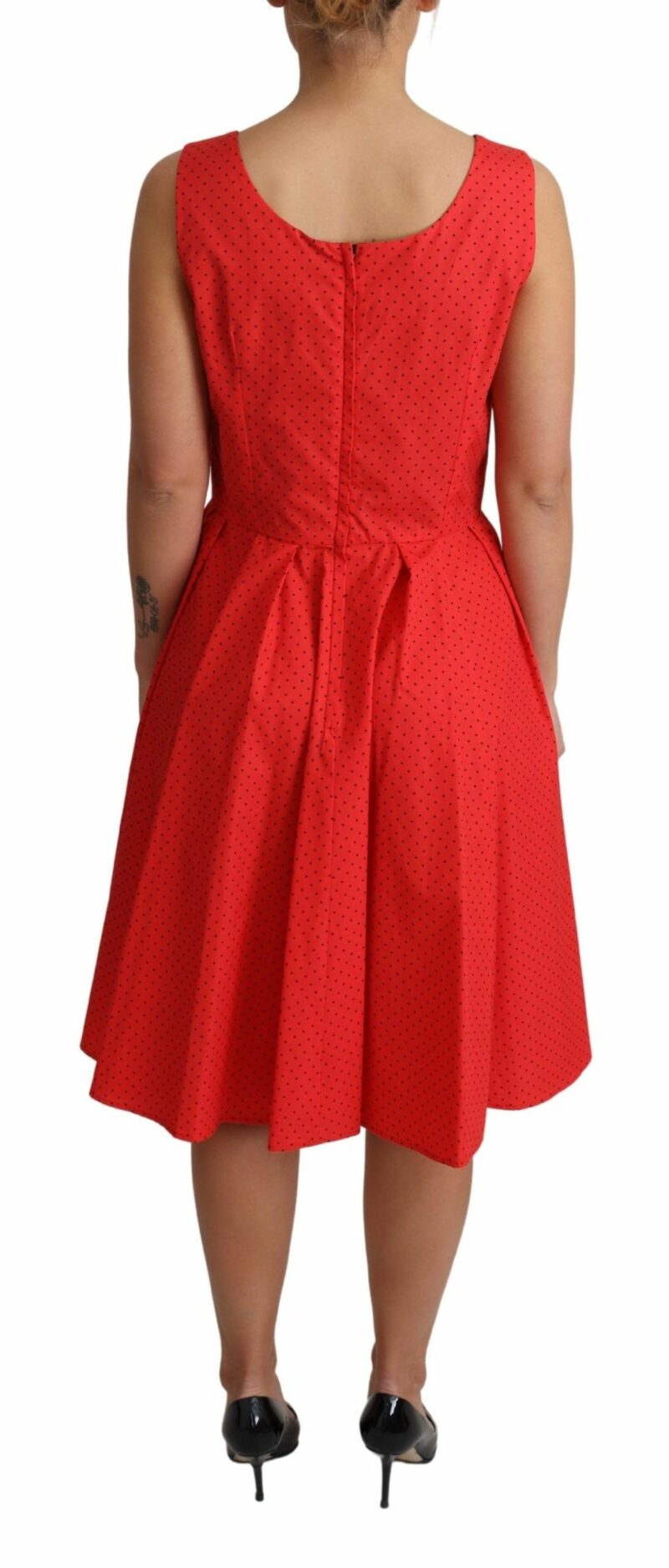 Dolce & Gabbana Elegant Polka Dotted A-Line Sleeveless Dress - Image 4