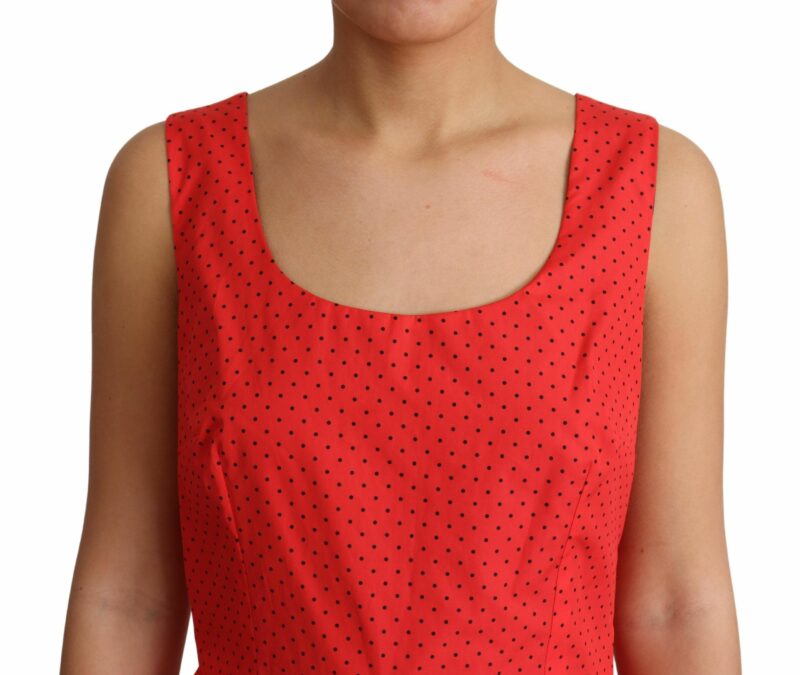 Dolce & Gabbana Elegant Polka Dotted A-Line Sleeveless Dress - Image 5