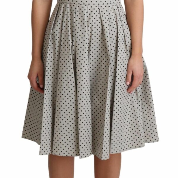 Dolce & Gabbana Polka-Dotted Beige Sleeveless A-line Dress