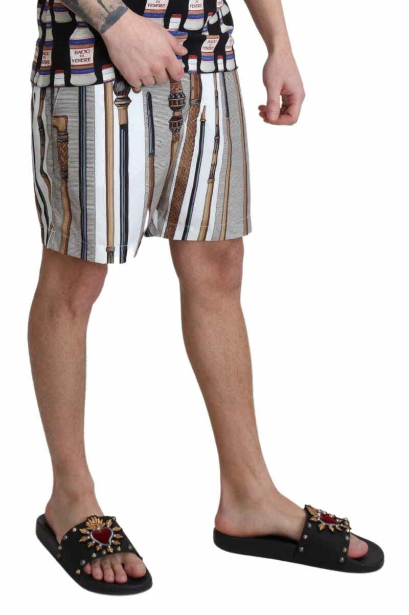 Dolce & Gabbana Elegant White Multicolor Swim Shorts - Image 4