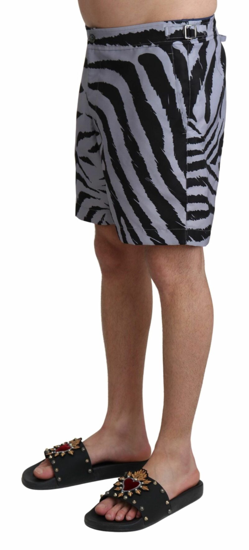 Dolce & Gabbana Elegant Gray Zebra Print Swim Trunks - Image 2