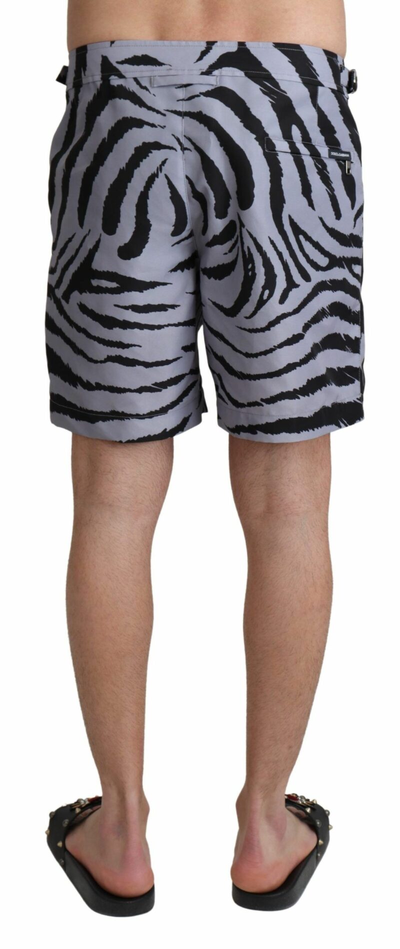 Dolce & Gabbana Elegant Gray Zebra Print Swim Trunks - Image 3
