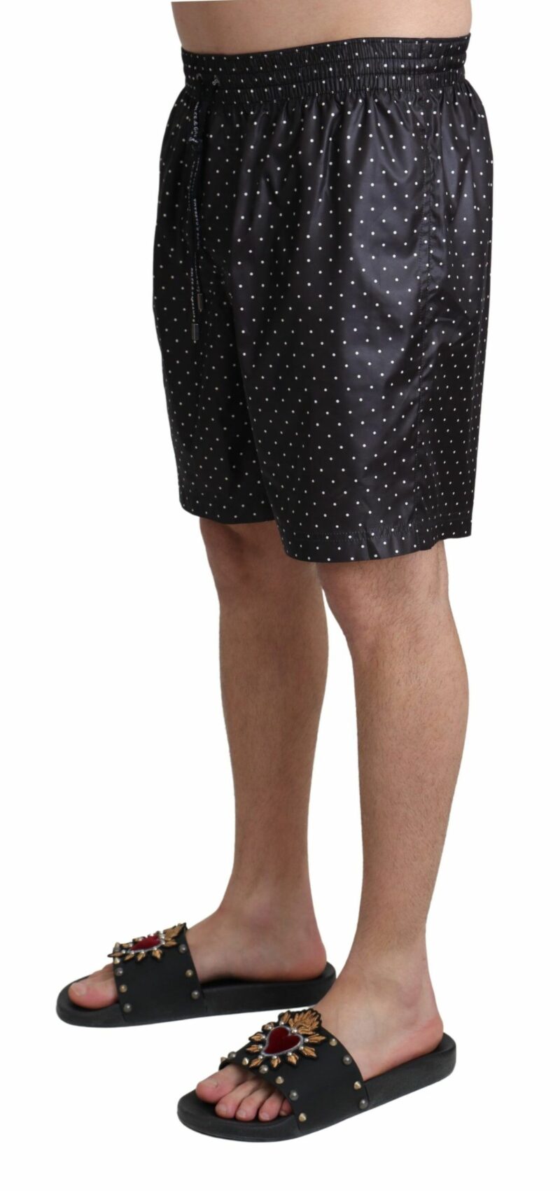 Dolce & Gabbana Chic Black Polka Dot Men's Swim Trunks - Image 2