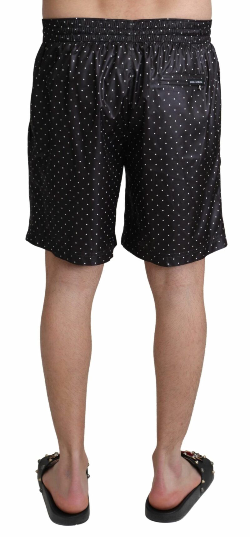 Dolce & Gabbana Chic Black Polka Dot Men's Swim Trunks - Image 3