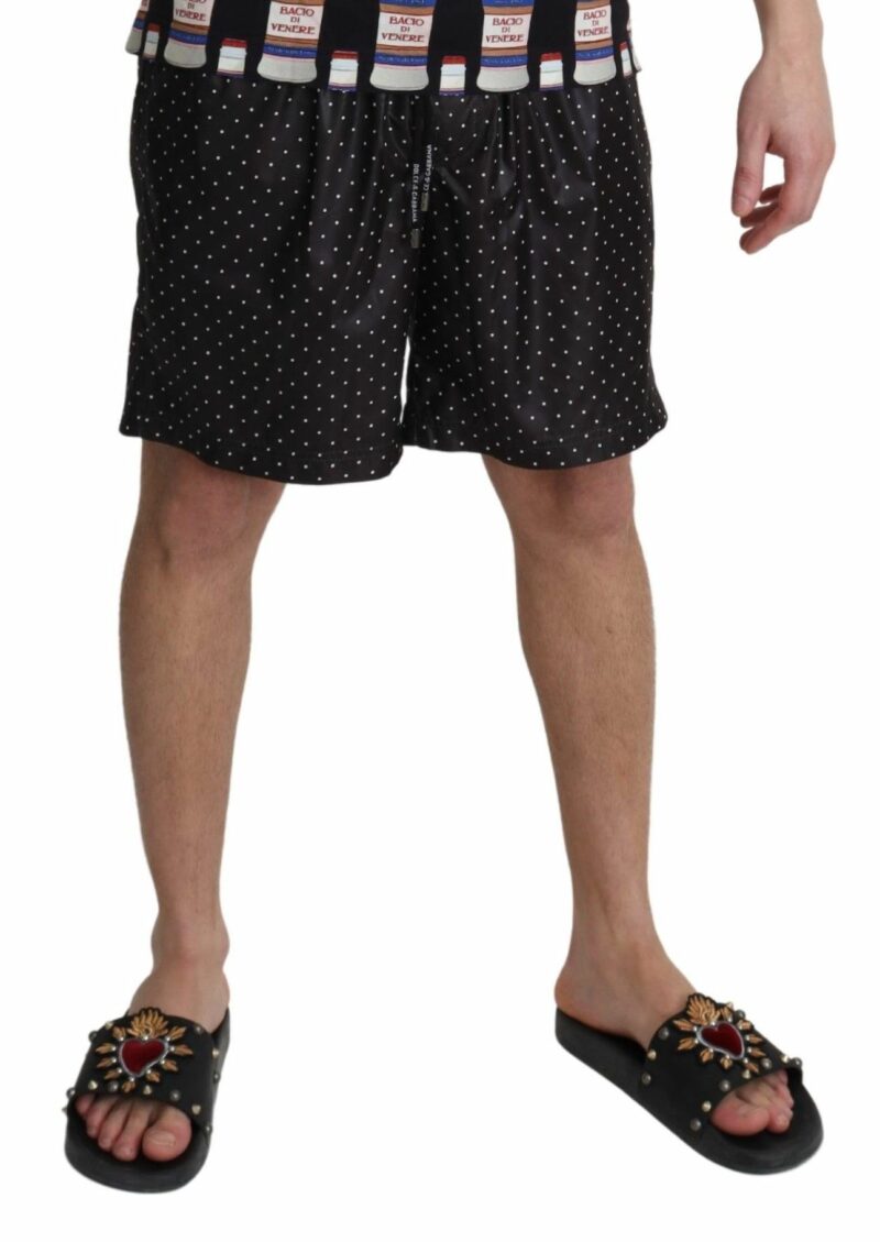 Dolce & Gabbana Chic Black Polka Dot Men's Swim Trunks - Image 4