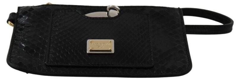 Dolce & Gabbana Elegant Python Pattern Leather Wristlet Wallet - Image 4
