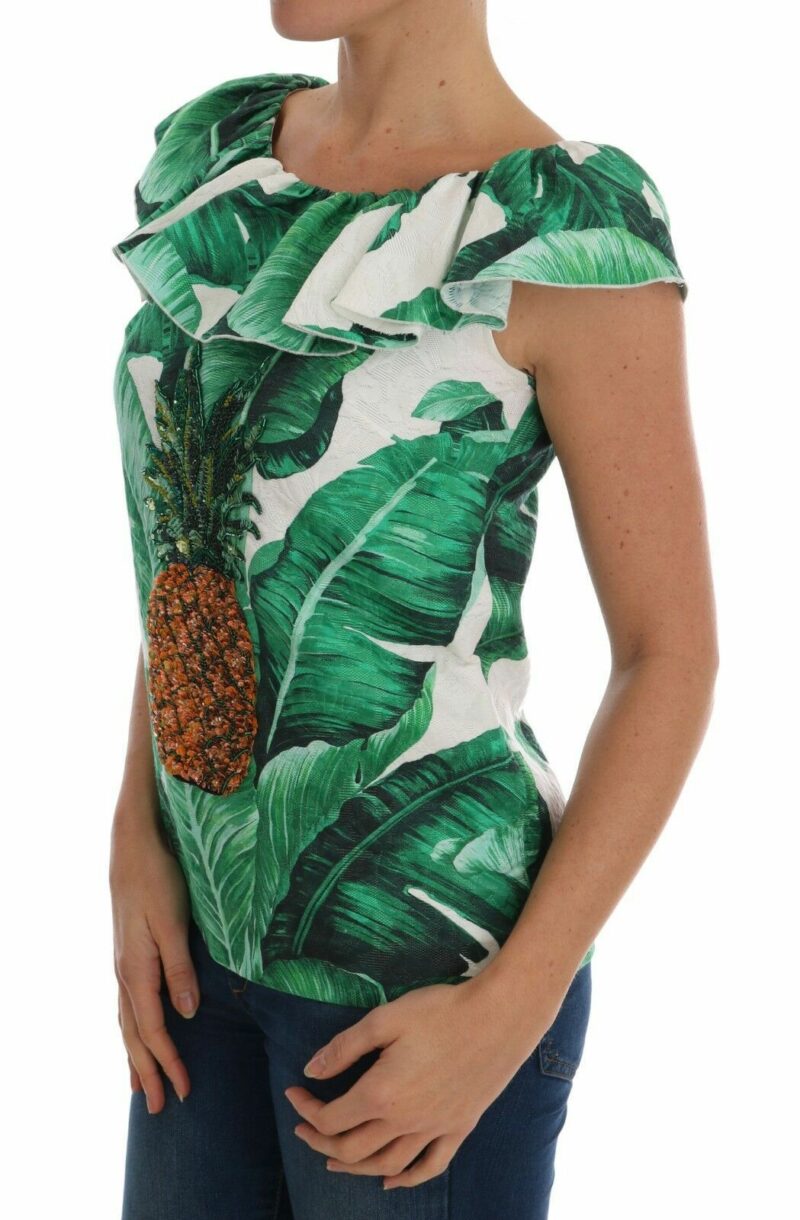 Dolce & Gabbana Elegant Sequined Pineapple Blouse - Image 2