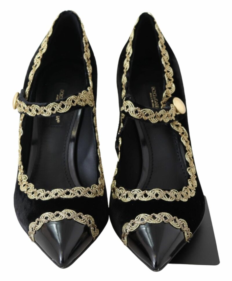 Dolce & Gabbana Elegant Velvet Patent Embroidered Pumps - Image 2