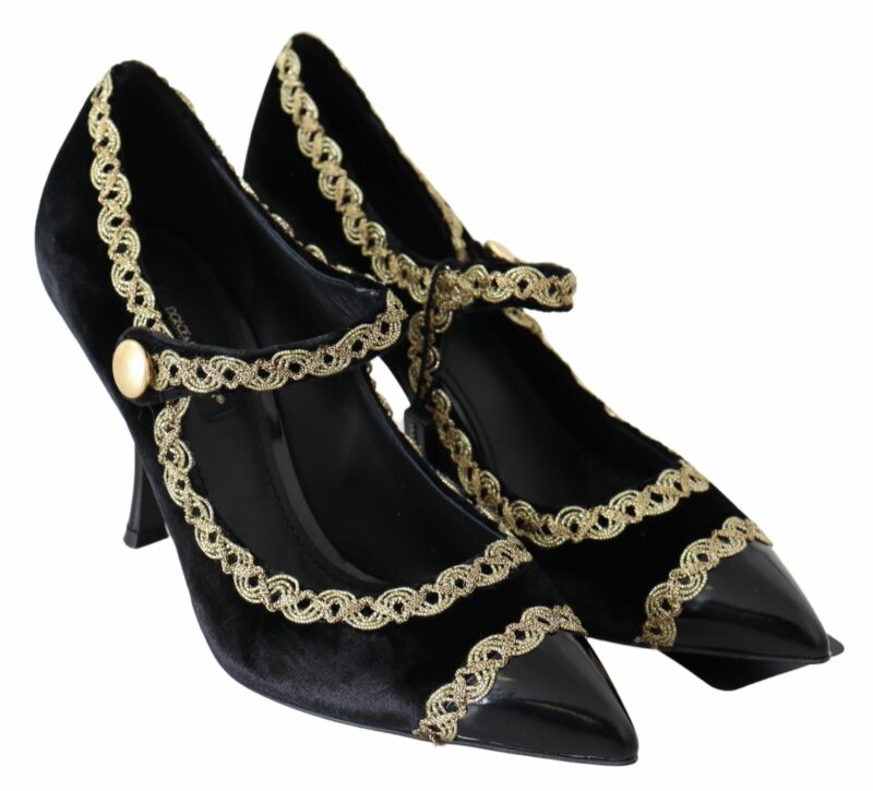 Dolce & Gabbana Elegant Velvet Patent Embroidered Pumps - Image 3