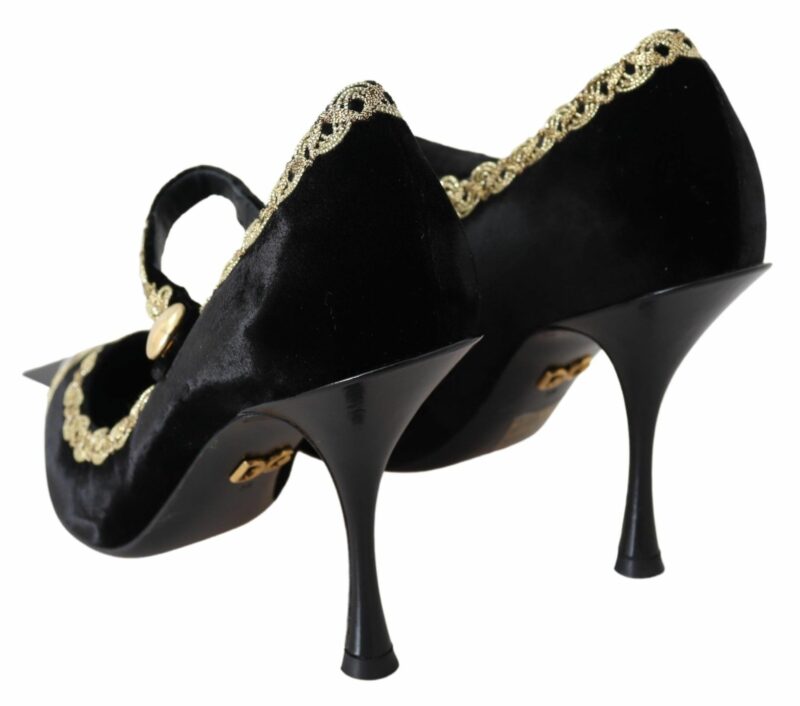 Dolce & Gabbana Elegant Velvet Patent Embroidered Pumps - Image 4