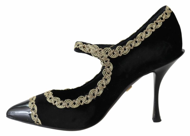 Dolce & Gabbana Elegant Velvet Patent Embroidered Pumps - Image 5