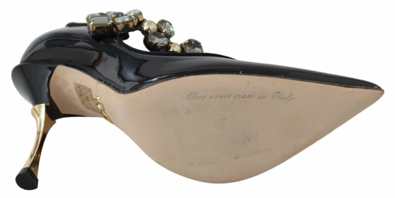 Dolce & Gabbana Elegant Black Leather Crystal Pumps - Image 2