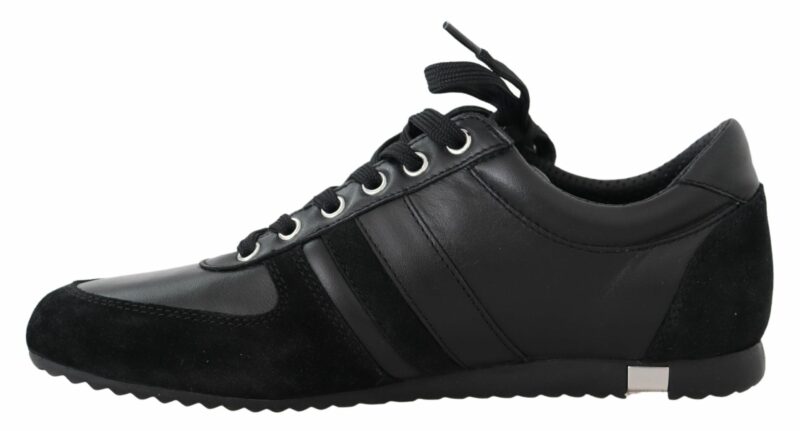 Dolce & Gabbana Elegant Black Leather Sport Sneakers - Image 2