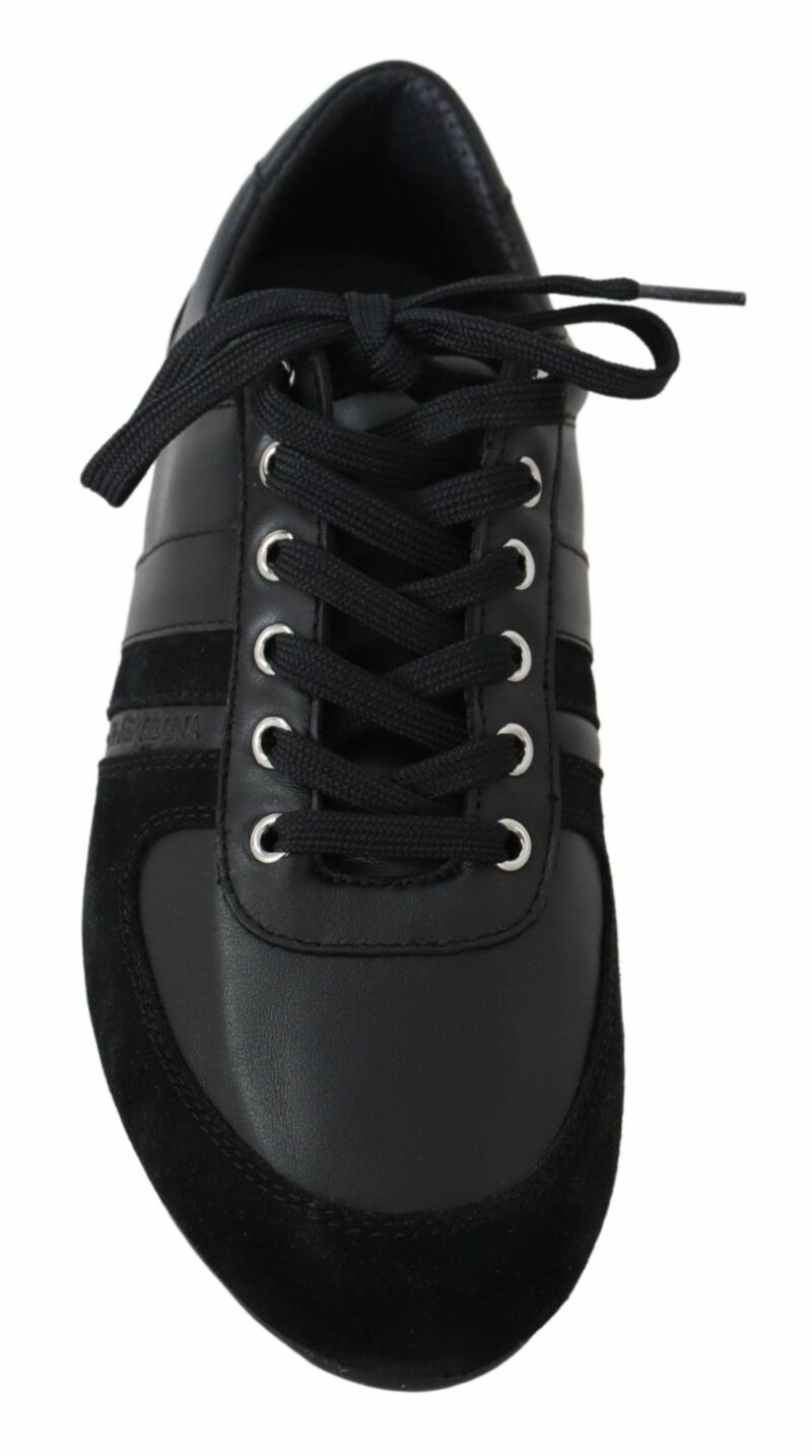 Dolce & Gabbana Elegant Black Leather Sport Sneakers - Image 4