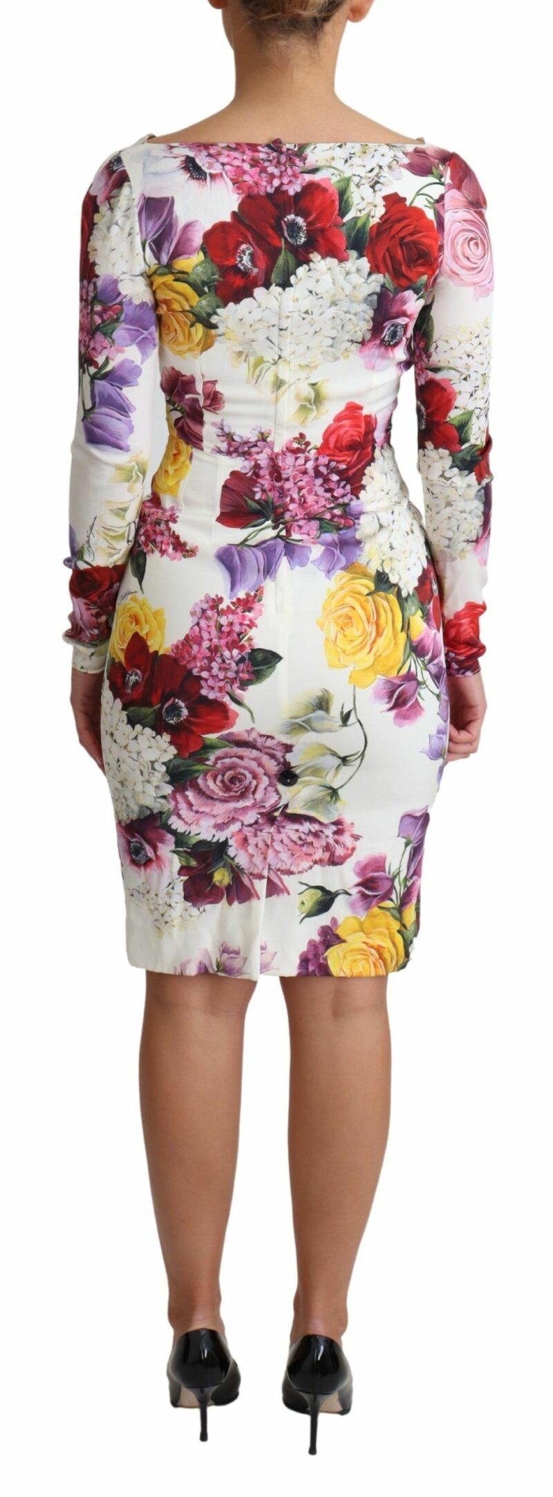 Dolce & Gabbana Elegant Floral Sheath Silk Dress - Image 4