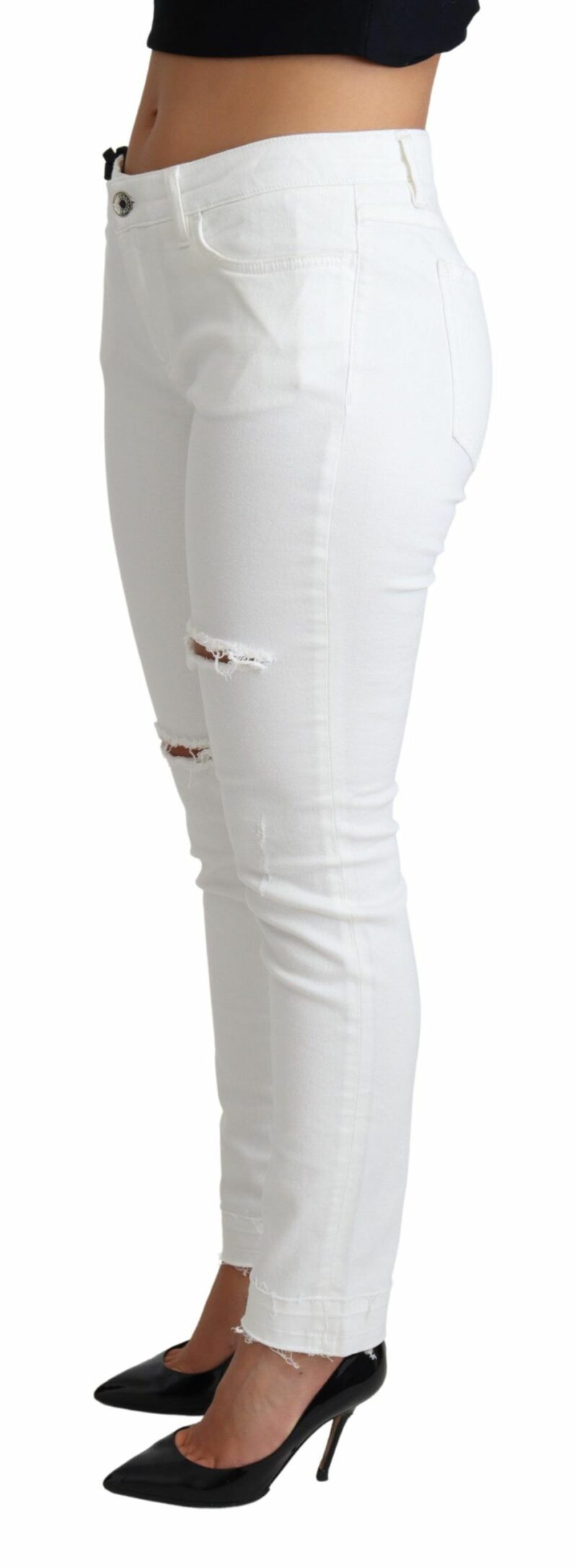 Dolce & Gabbana Chic White Mid Waist Designer Jeans - Image 2