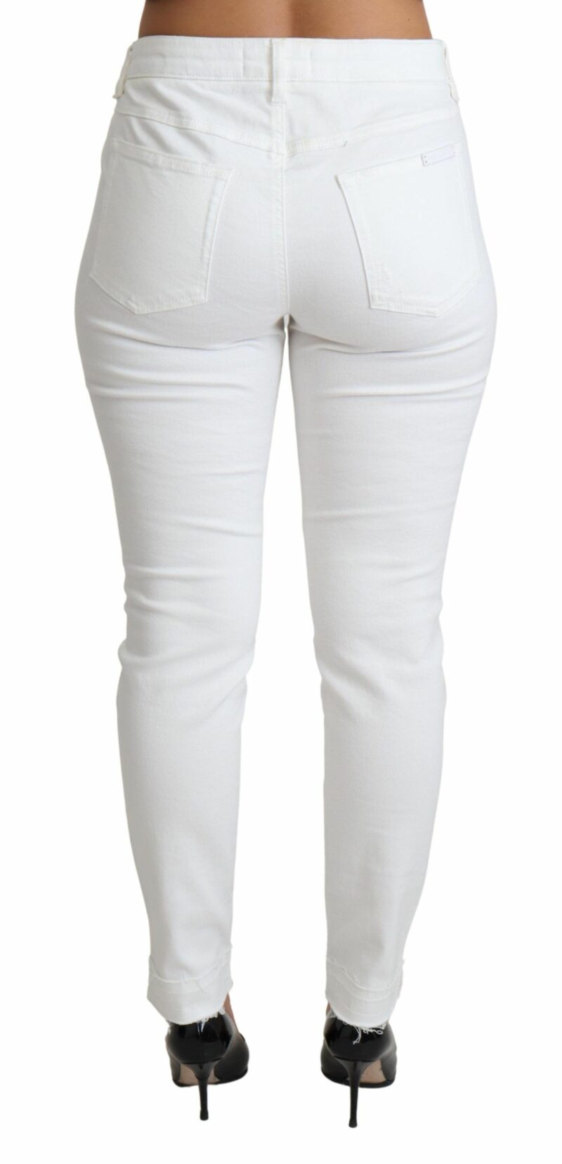 Dolce & Gabbana Chic White Mid Waist Designer Jeans - Image 3