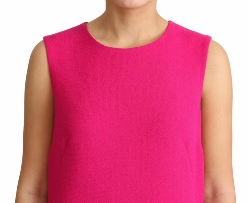 Dolce & Gabbana Elegant Fuchsia Sequined Wool Blend Shift Dress - Image 5