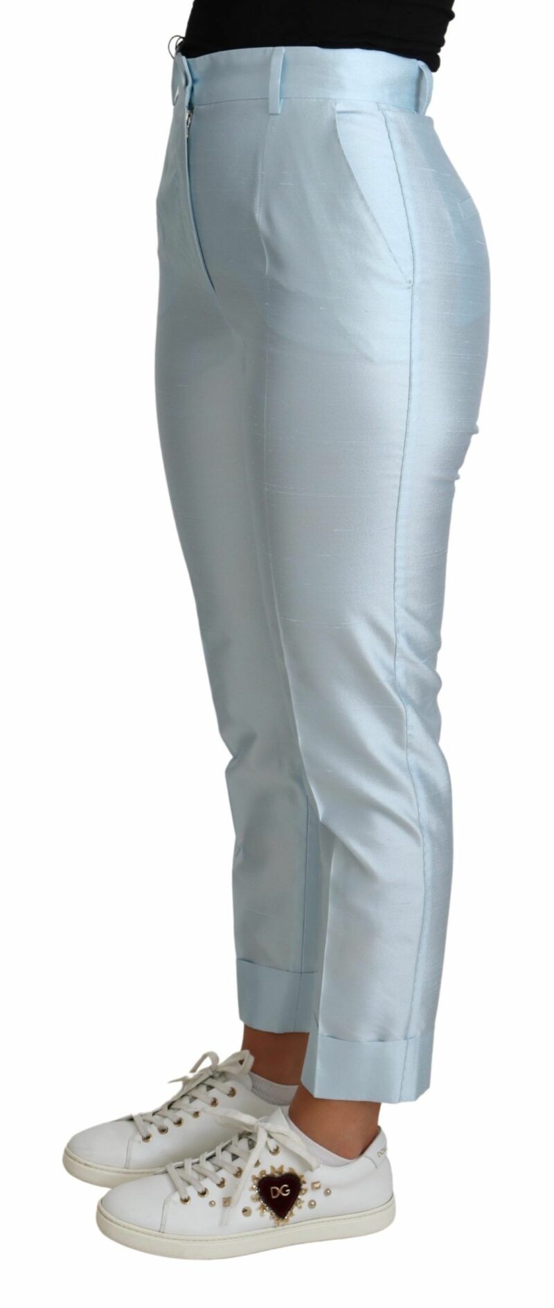 Dolce & Gabbana Elegant High-Waisted Silk Trousers - Image 2