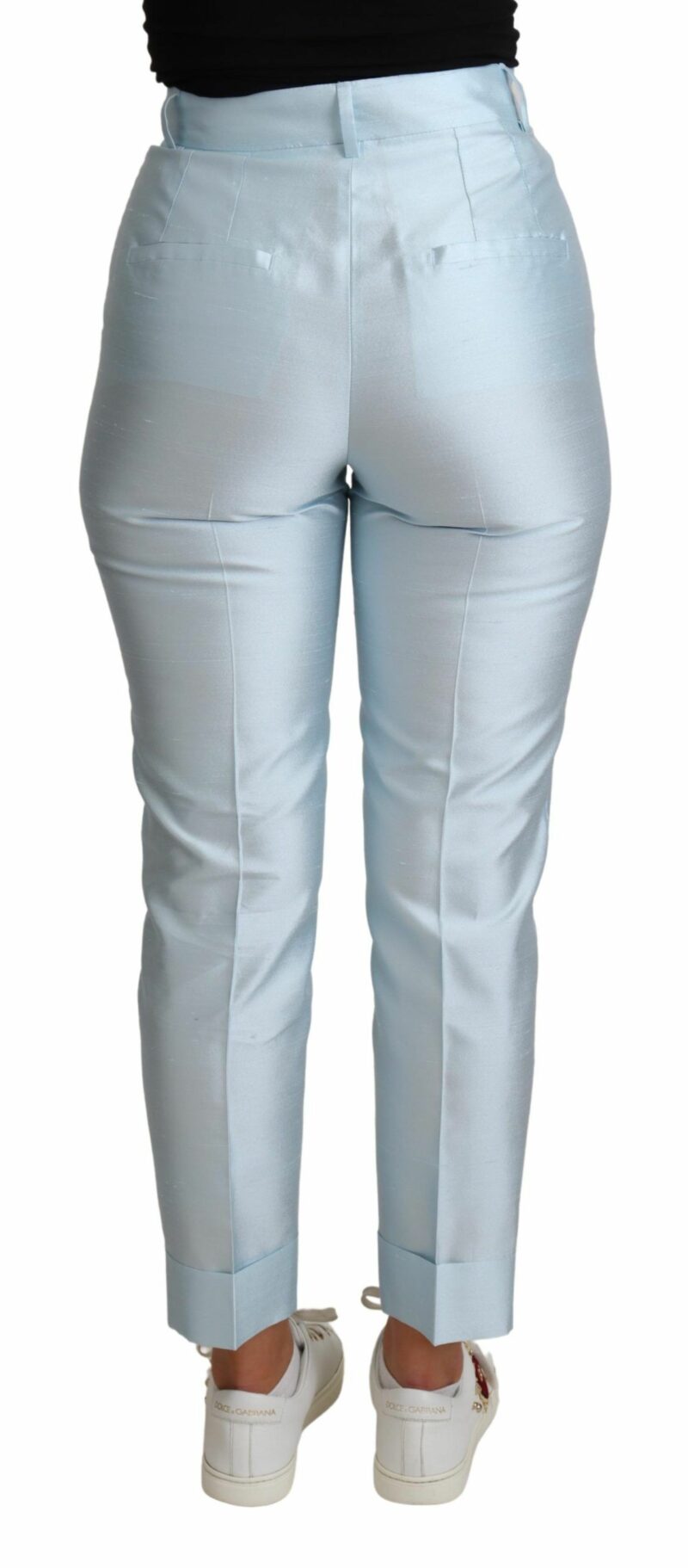 Dolce & Gabbana Elegant High-Waisted Silk Trousers - Image 3