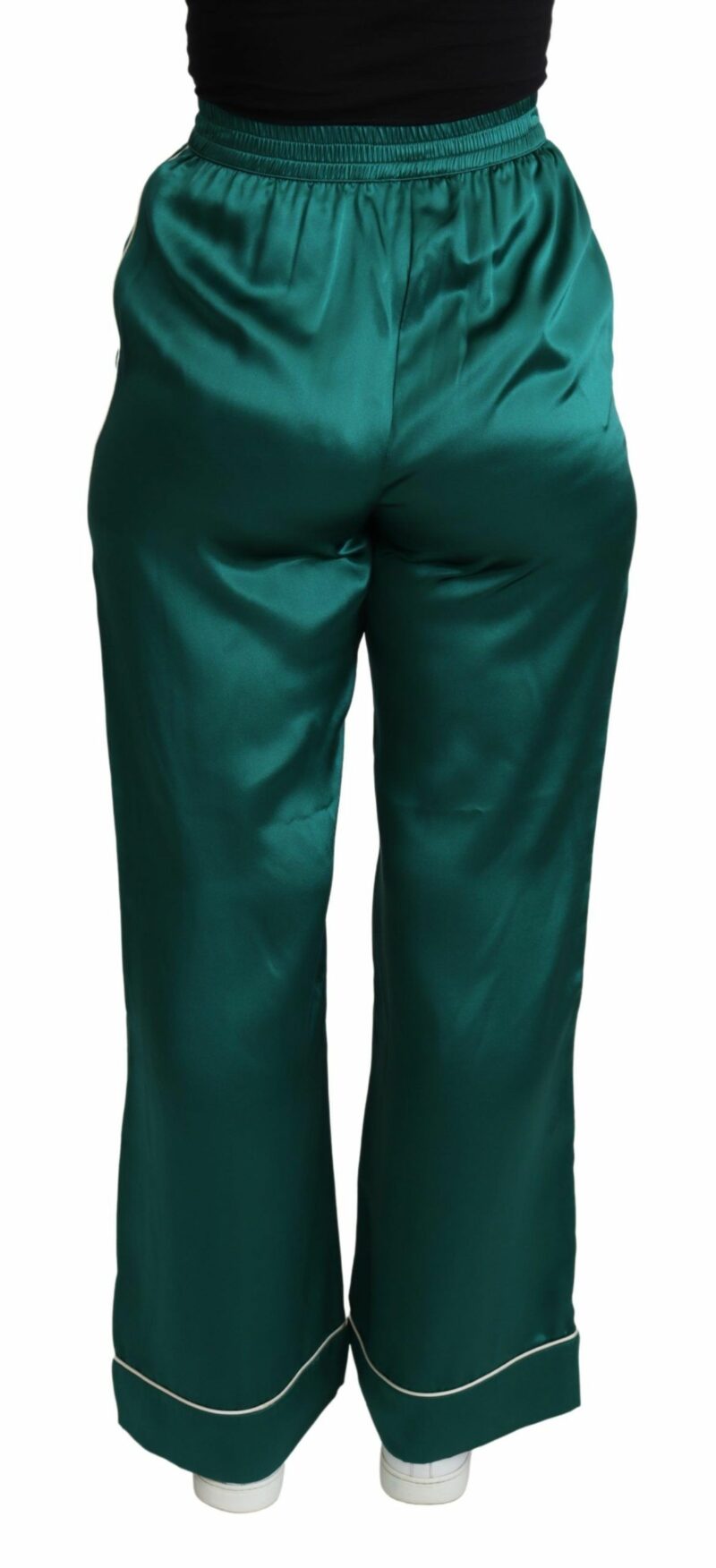 Dolce & Gabbana Exquisite Silk Pajama Trousers in Lush Green - Image 3