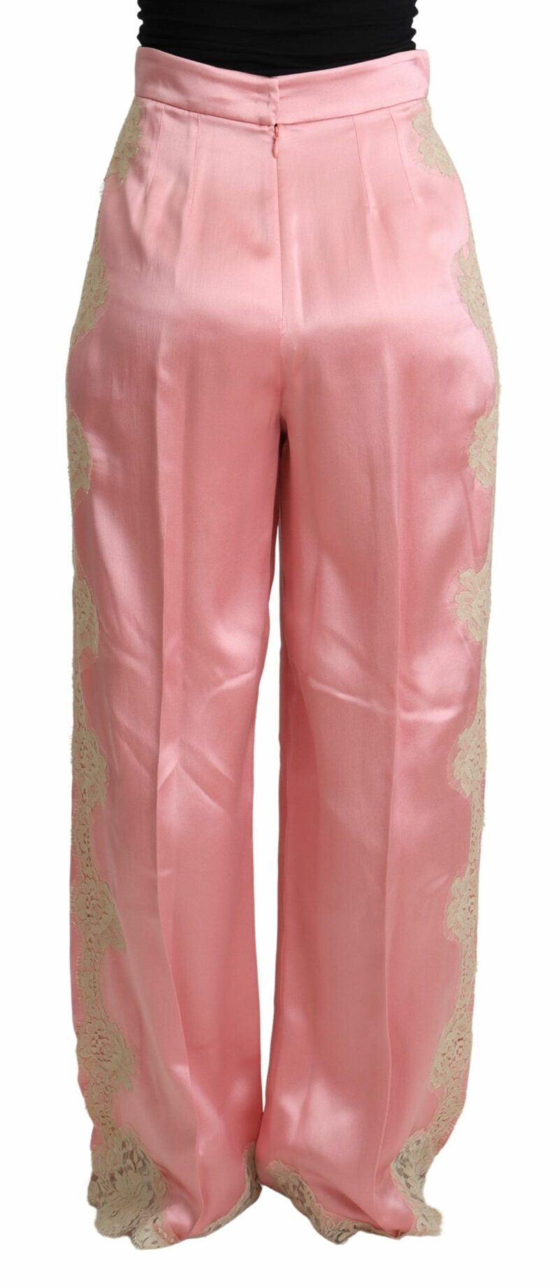 Dolce & Gabbana Silk Blend Satin Wide-Leg Pants in Pink - Image 3