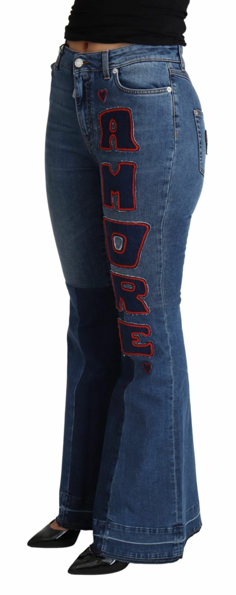 Dolce & Gabbana Elegant Boot Cut Denim Jeans with Amore Patch - Image 2