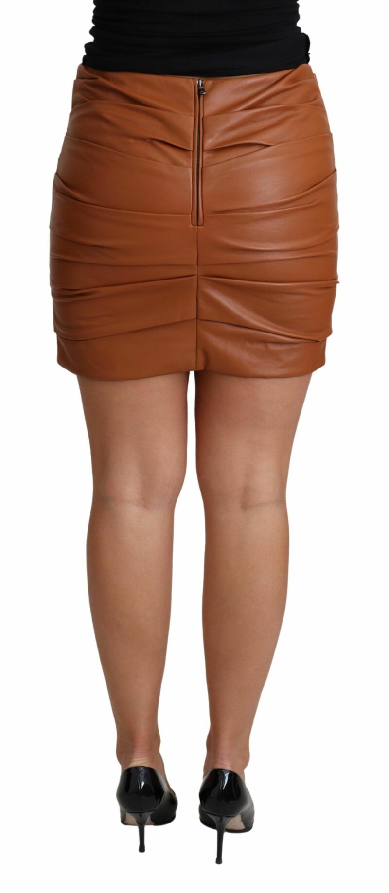 Dolce & Gabbana High Waist Chic Leather Skirt - Image 3