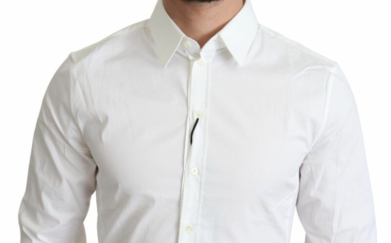 Dolce & Gabbana Elegant White Cotton Stretch Dress Shirt - Image 4