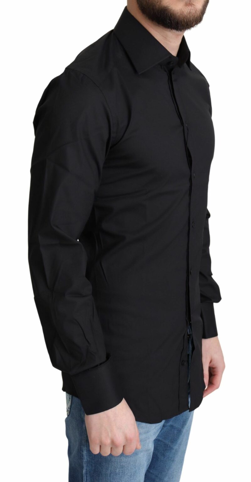 Dolce & Gabbana Elegant Black Gold Slim Fit Dress Shirt - Image 2